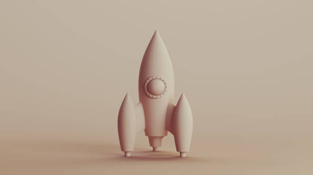 istock Toy rocket spaceship retro neutral backgrounds soft tones beige brown pottery ceramic background 2145382114