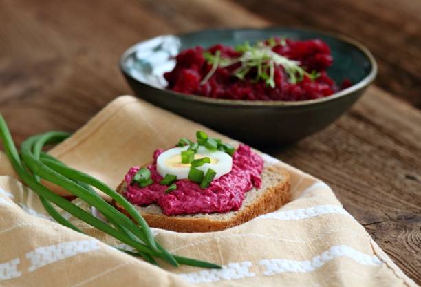 istock Traditional spicy beetroot salad with garlic and lemon juice. 2145475026