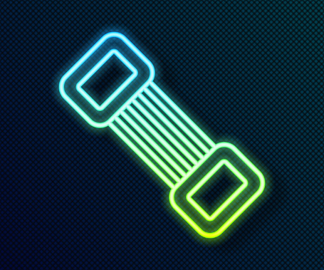 Glowing neon line Chest expander icon isolated on black background. Vector.