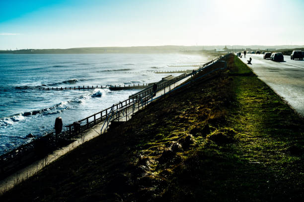 View of stormy ocean water fronts with waves