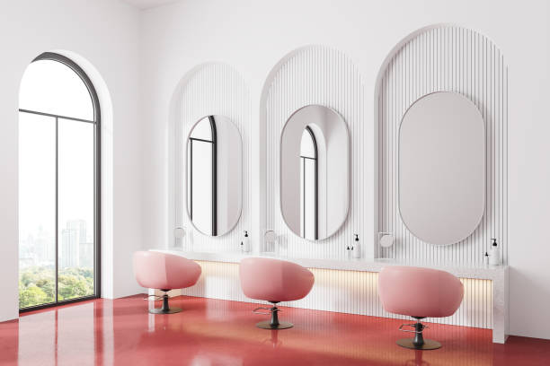istock White beauty salon interior with mirrors 2145530658