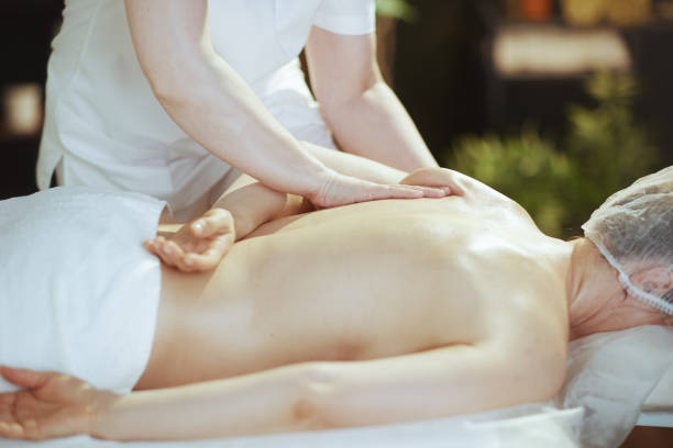 istock Closeup on massage therapist in spa salon do massage therapy 2145540954