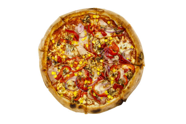 istock Delicious fresh pizza isolated on white background 2145544612