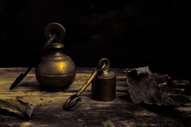 istock Weights for the antique Italian scale 2145591568