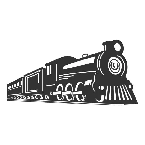 Vector illustration of Vintage Old Locomotive Steam Train Machine Illustration Design
