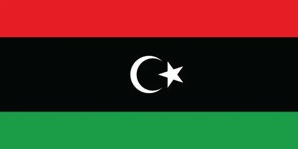 Vector illustration of Libya flag. Flag icon. Standard color. Standard size. A rectangular flag. Computer illustration. Digital illustration. Vector illustration.