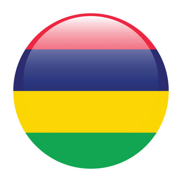 mauritius flag. flag icon. standard color. round flag. computer illustration. digital illustration. vector illustration. - golf ball golf curve banner stock illustrations