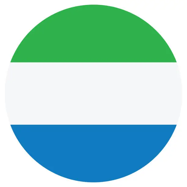 Vector illustration of Sierra Leone flag. Flag icon. Standard color. Circle icon flag. Computer illustration. Digital illustration. Vector illustration.