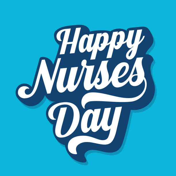 Happy Nurses Day typography template design on blue background. Nurses Day banner, poster, greeting card design. Happy Nurses Day typography template design on blue background. Nurses Day banner, poster, greeting card design. Nurses Day stock illustrations