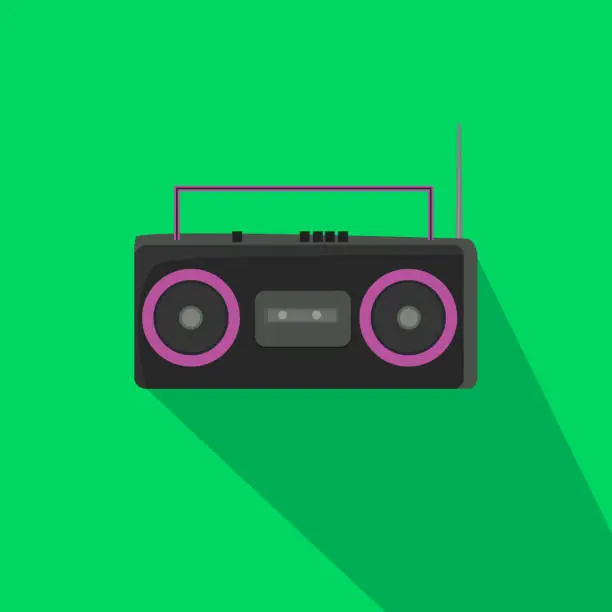 Vector illustration of 90s icon of tape recorder