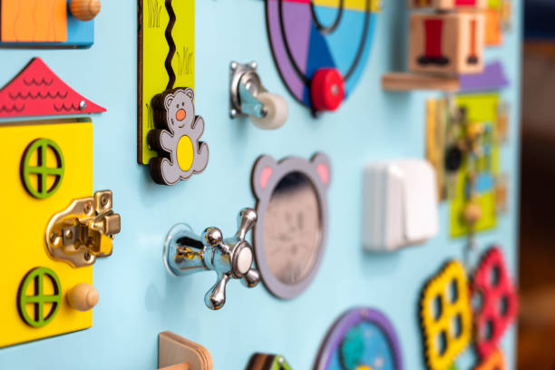 istock Colored set of elements of an entertaining board using the Montessori method 2145847044