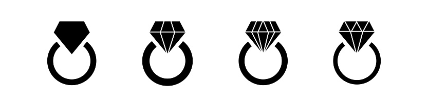 Ring with Diamond. Engagement ring icon Vector illustration.