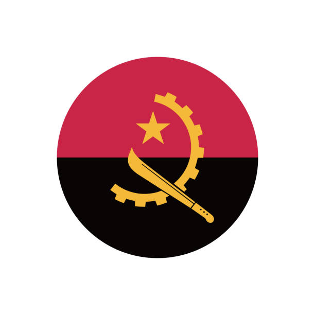 angola flag. button flag icon. standard color. round button icon. the circle icon. computer illustration. digital illustration. vector illustration. - push button button textile backgrounds点のイラスト素材／クリップアート素材／マンガ素材／アイコン素材