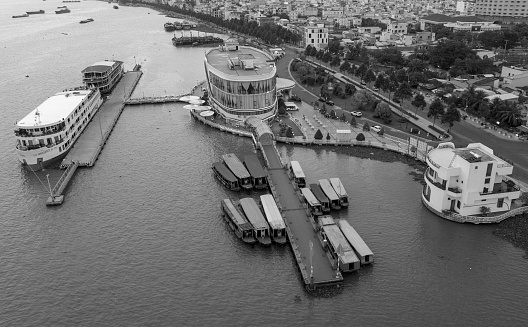 Baku, Azerbaijan - June 07, 2022: Baku Boulevard. Traditional Architecture. Baku, Republic of Azerbaijan. Caspian Sea and of the Caucasus region.