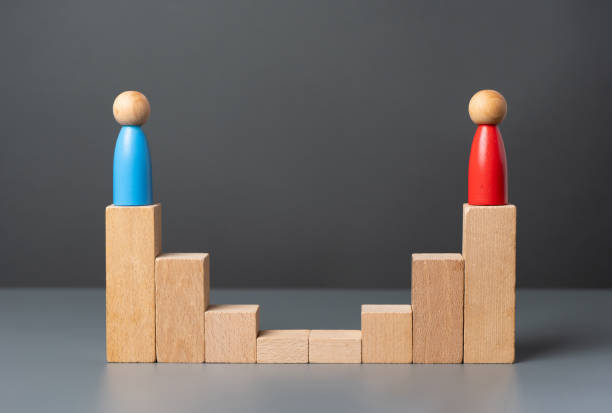 istock Suppress pride and move on to negotiations. Setting aside hurt feelings or a bruised ego. Two opponent refusing to reach a compromise. Inability to admit mistakes. Stalemate situation. 2145945479