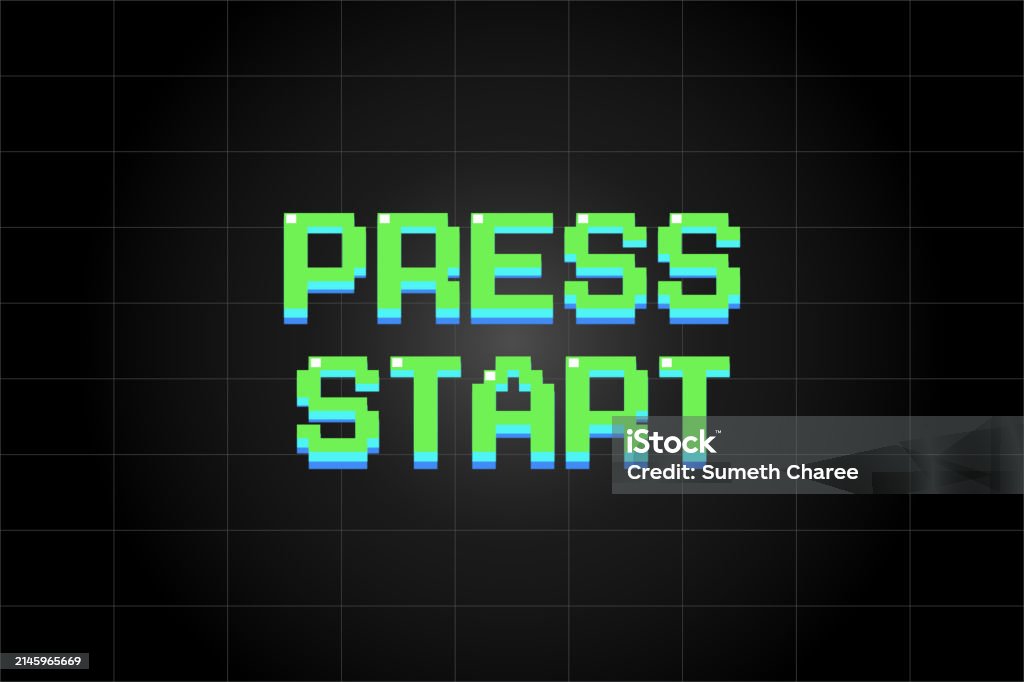Computer Generated A Text Message Screen Press Start 3d Rendering 8bit ...