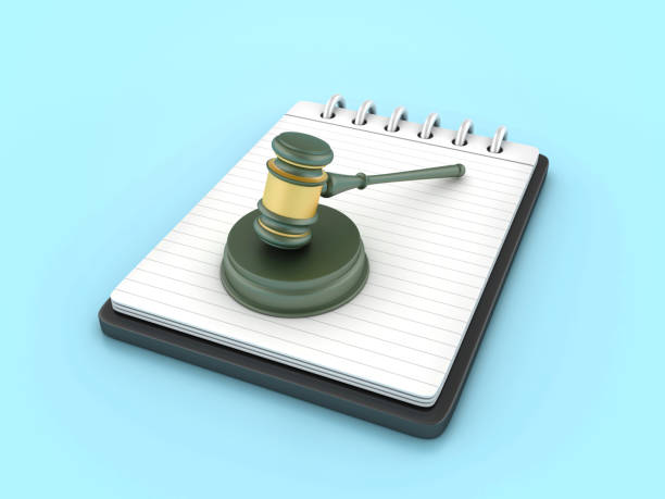 Legal Gavel with Note Pad - Colored Background - 3D Rendering