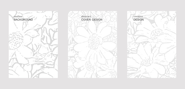 Vector abstract minimal style flower texture brochure cover layout or posters flyer template design backgrounds