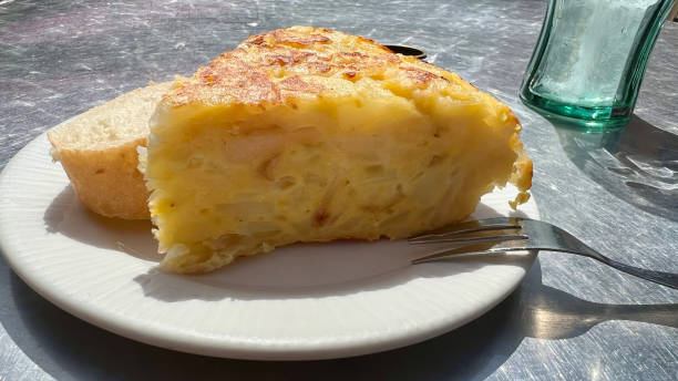 Spanish omelette on a dish (traditional Spanish food) stock photo