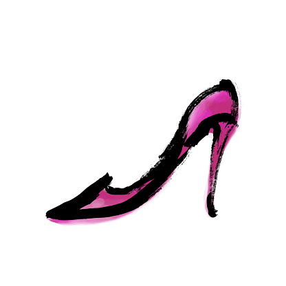 Hand drawn illustration of pink high heels