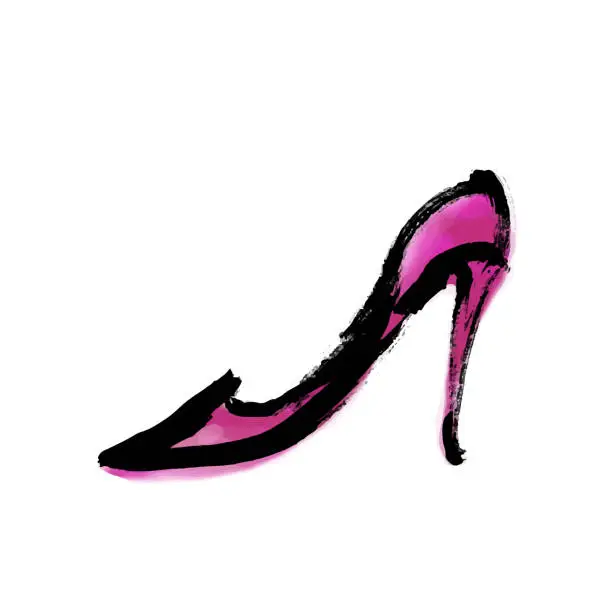 Vector illustration of Hand drawn illustration of pink high heels