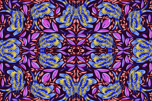Seamless pattern with shades of purple in organic shapes