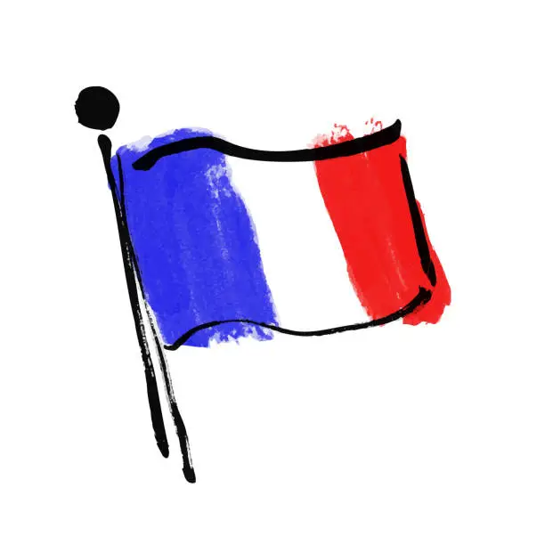 Vector illustration of Hand-drawn illustration of the French flag