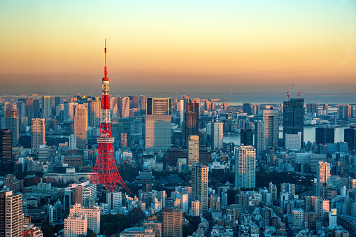 Tokyo, the capital of Japan and its skylines at dusk.