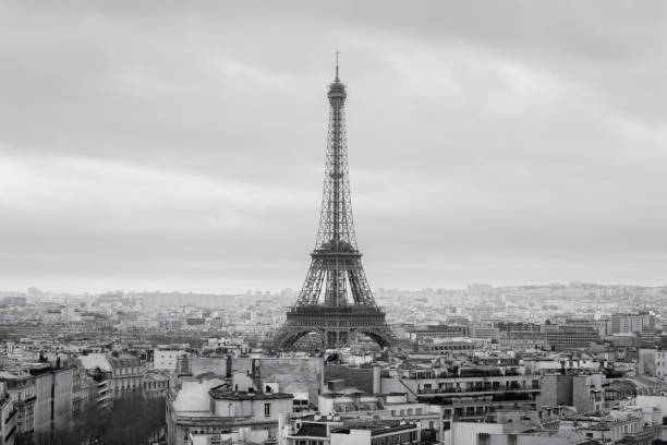 istock Paris, France. Black and white cityscape with Eiffel Tower. 2146169143