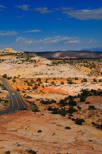 Beautiful Utah Scenic Highway 12 winding through the sandstone landscapes of Grand Staircase-Escalante National Monument between Escalante and Boulder, Utah, USA.