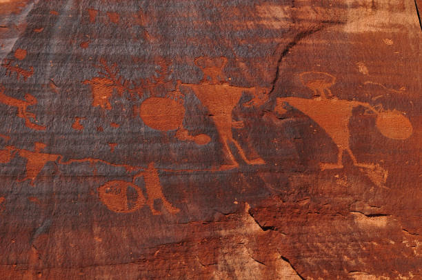 The V Bar V Ranch Crane petroglyph panel in Northern Arizona. This rock art panel is  thousands of years in the making and represents the story telling of the indigenous native Americans in Arizona's past.The Crane petroglyph site is located near Sedona and Flagstaff Arizona.