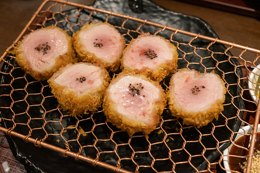 Sous vide pork katsu. Tonkatsu, Fried Pork serve on plate in restaurant