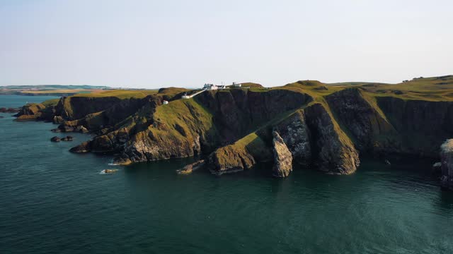 United Kingdom from Above: The Rugged Coastline and Cliffs of Scotland Revealed Over Seabird Nature Reserve and St Abbs Lighthouse.