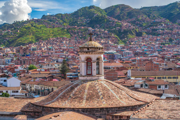 A photo of Cusco, one of the most beautiful places in Peru. A dome of a church