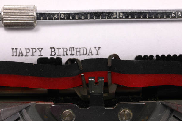 istock Vintage typewriter with black ink Happy Birthday message on paper 2146253275