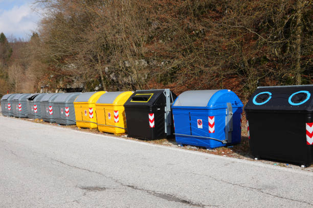 istock waste and recyclable material bins on the roadside in a city 2146261829