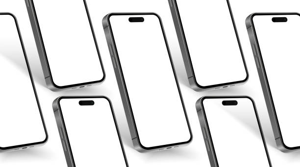 istock 3D realistic high quality smartphone mockup with isolated background. Smart phone mockup collection. Device front view. 3D mobile phone with shadow on white background. 2146332819