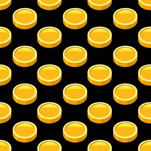 Vector illustration of Gold coins seamless pattern, background success concept