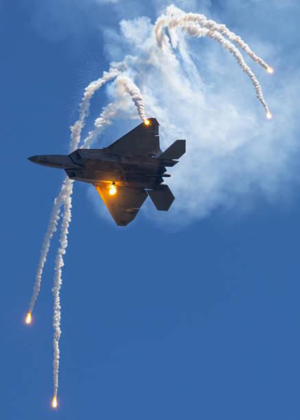istock Bottom view of a F-22 Raptor deploying flares 2146393740