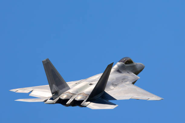istock Tail view of a a F-22 Raptor in beautiful light 2146394280