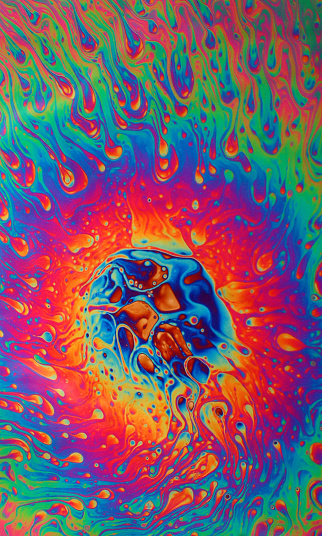 colorfull closeup abstract soap bubble art