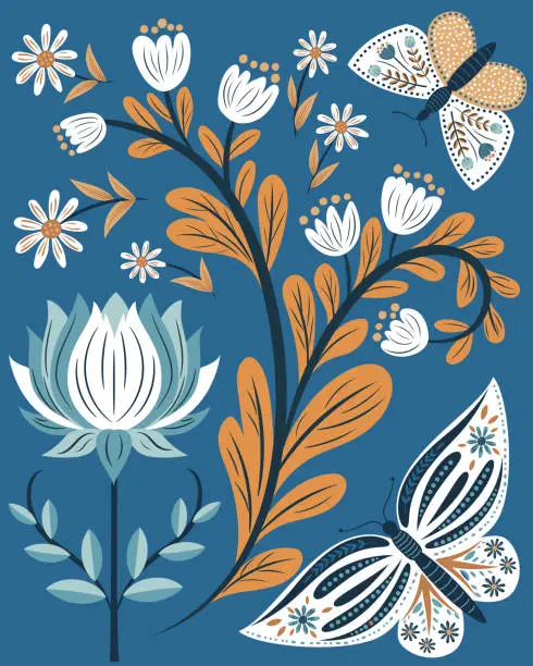 Vector illustration of Folk Art Card Design