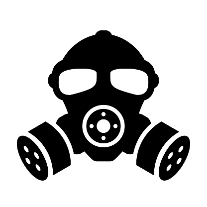 Gas mask vector icon, rubber respirator pictogram isolated on white background