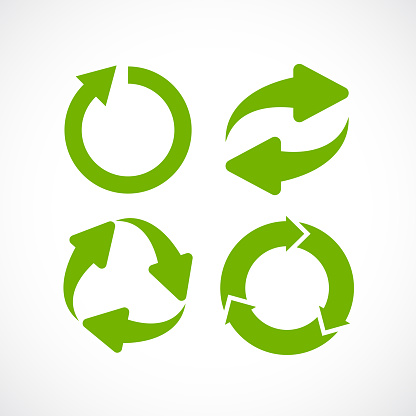Abstract ecology cycle icons set, recycled symbols on white background