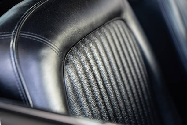 istock Classic car - black leather seat 2146422425
