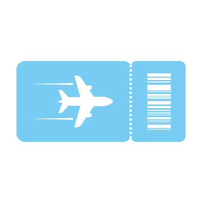 Airplane ticket vector icon isolated on white background