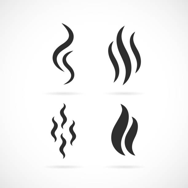 набор векторных иконок дыма или аромата - эфирное масло stock illustrations