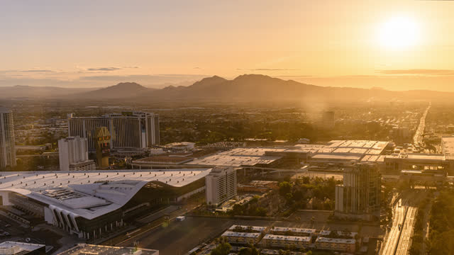 Beautiful Sunrise Timelapse, Las Vegas Convention Center and Mountains