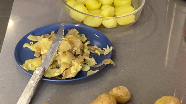 Peeling baby potatoes