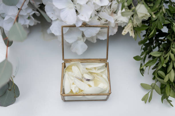 istock wedding gold rings on a ceremony table 2146568794
